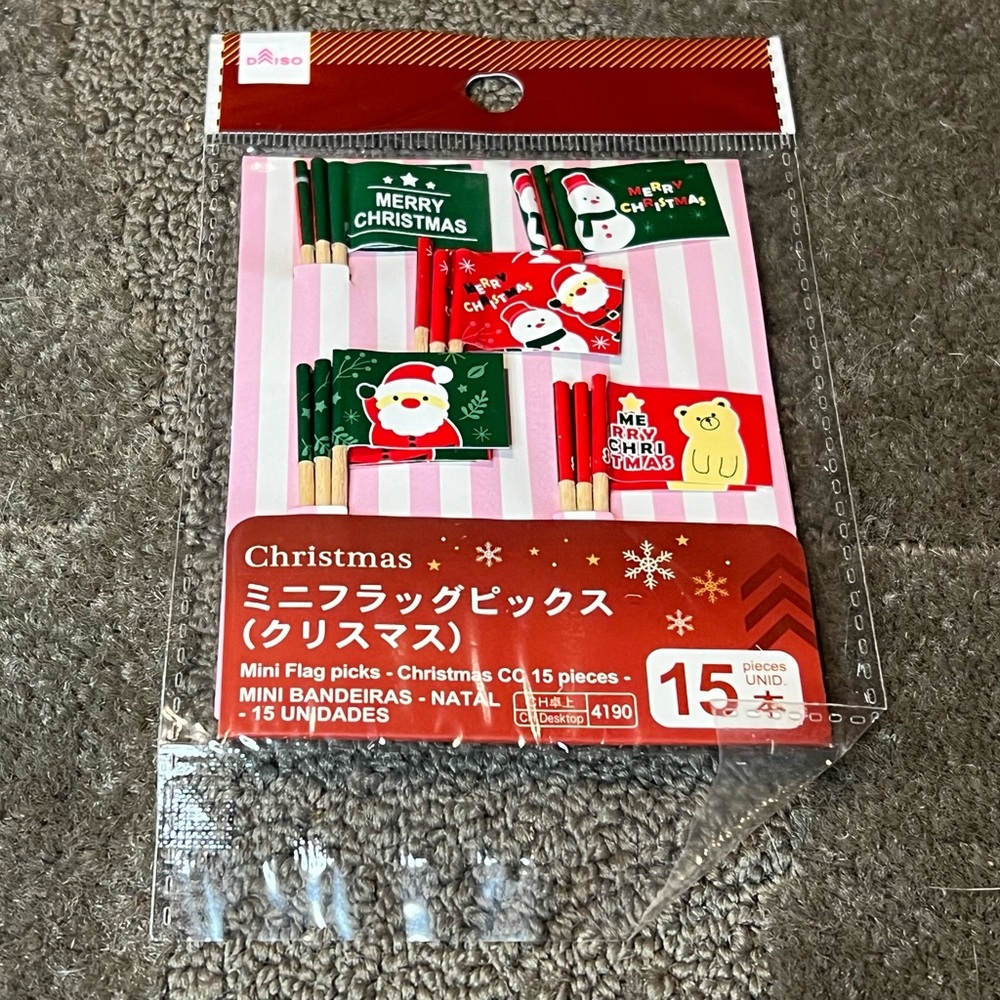 *6 for $10!*Christmas X-Mas Mini Flag Picks Toothpicks Appetizers Hors d’Oeuvres